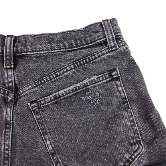 ABERCROMBIE & FITCH Mom Short Womens 28 6 Black Distressed Denim High Rise - Picture 5 of 11